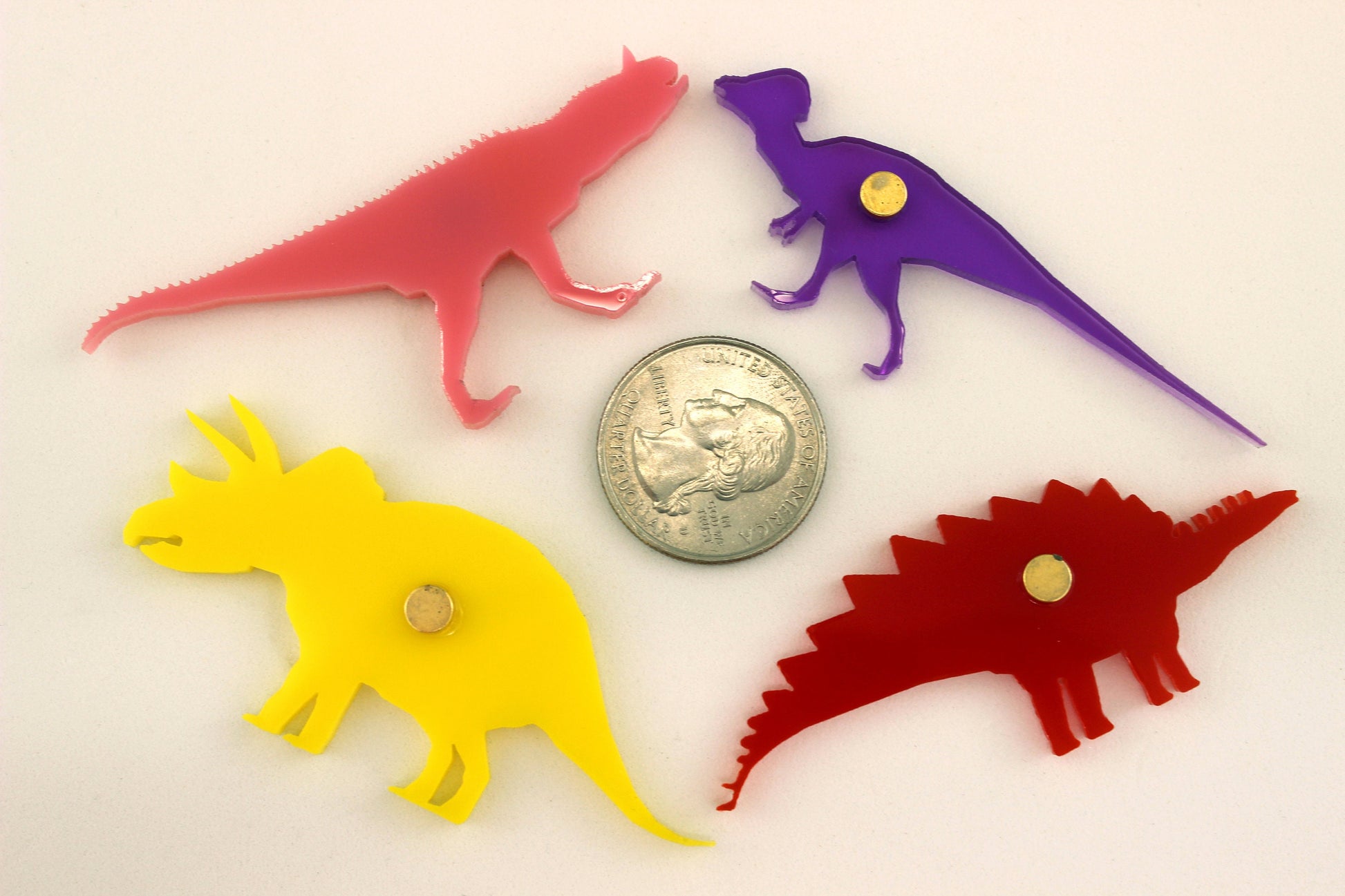 Dinosaur Magnets - Assorted Acrylic - Set of 8