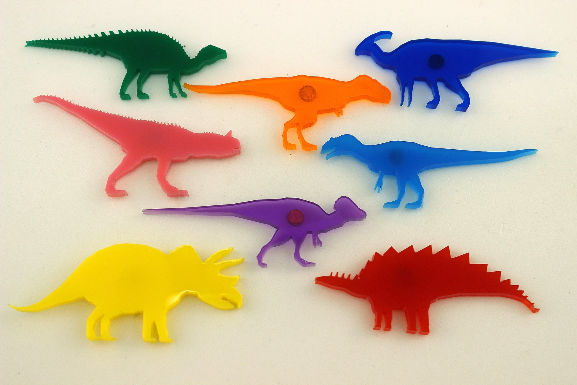 Dinosaur Magnets - Assorted Acrylic - Set of 8