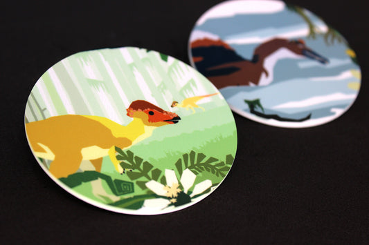 Dinosaur Scenes Pinback Buttons (Pick Your Dinosaur!)