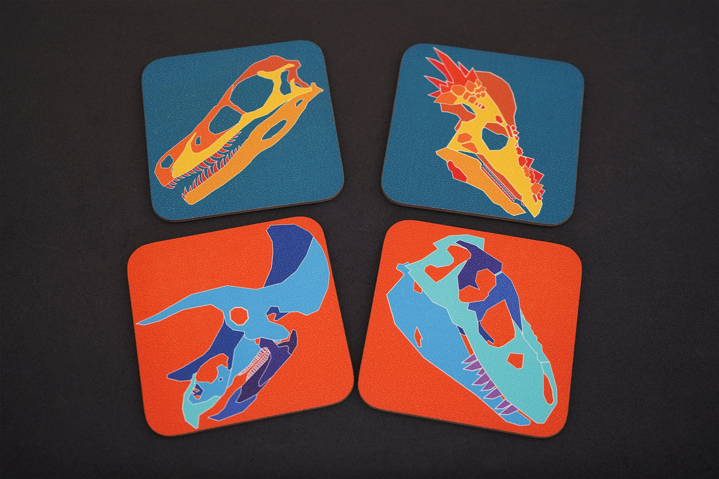 Dinosaur Skull Coasters - Set of 4