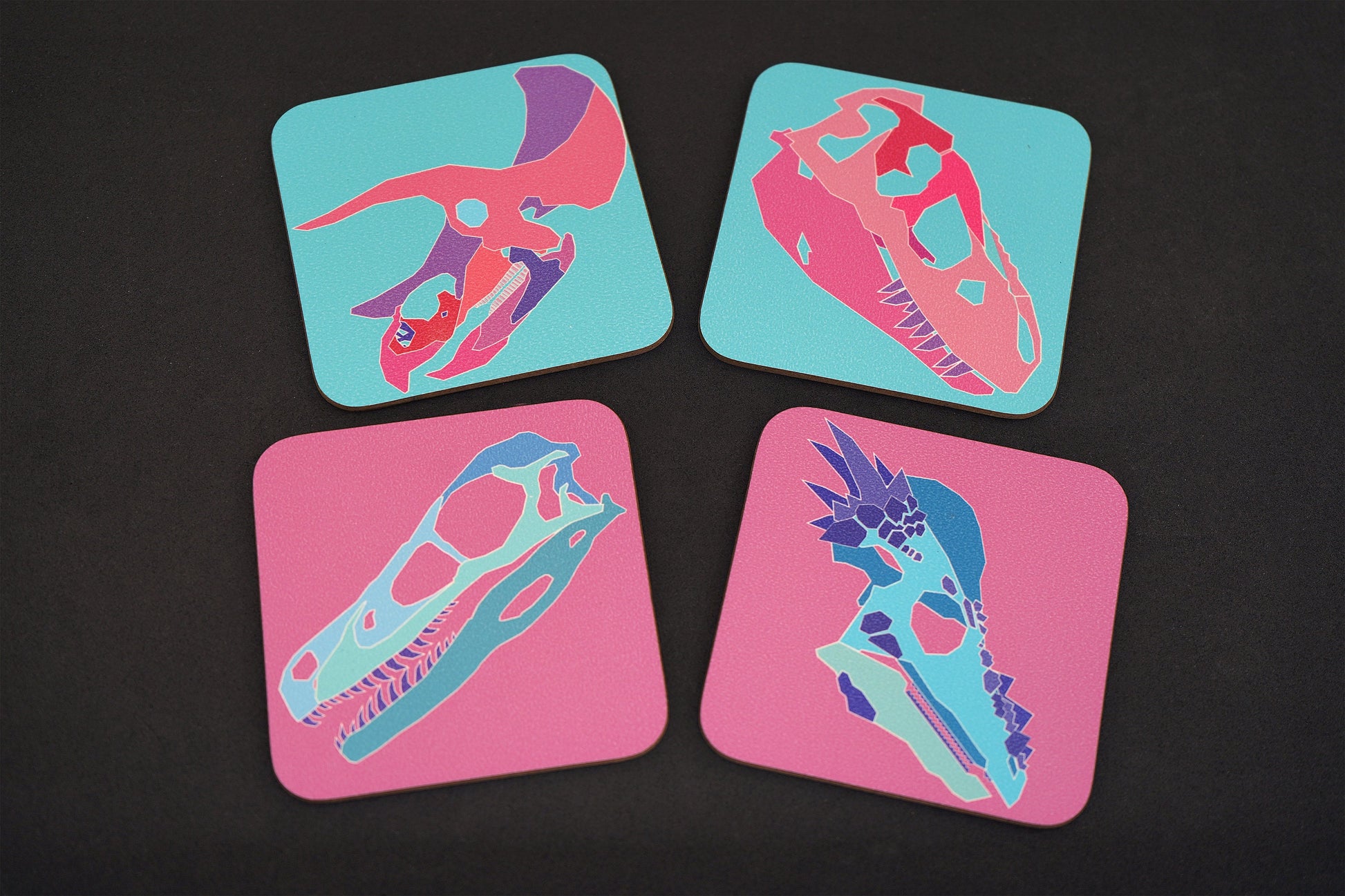 Dinosaur Skull Coasters - Set of 4