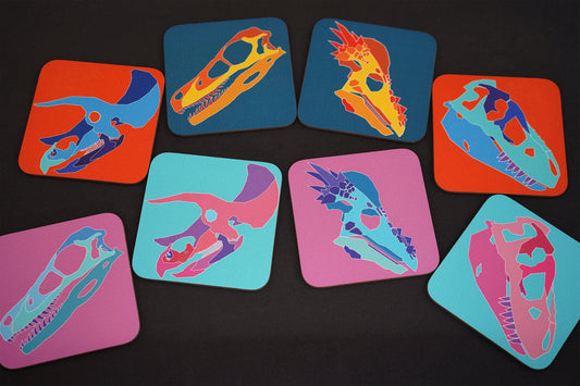 Dinosaur Skull Coasters - Set of 4