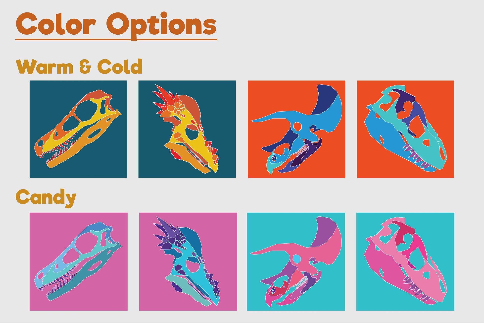 Dinosaur Skull Coasters - Set of 4