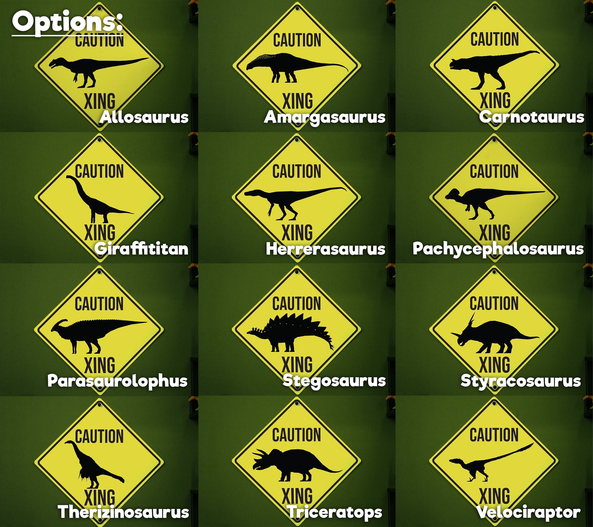 Mini Dinosaur Crossing Caution Sign (Pick Your Dino!)