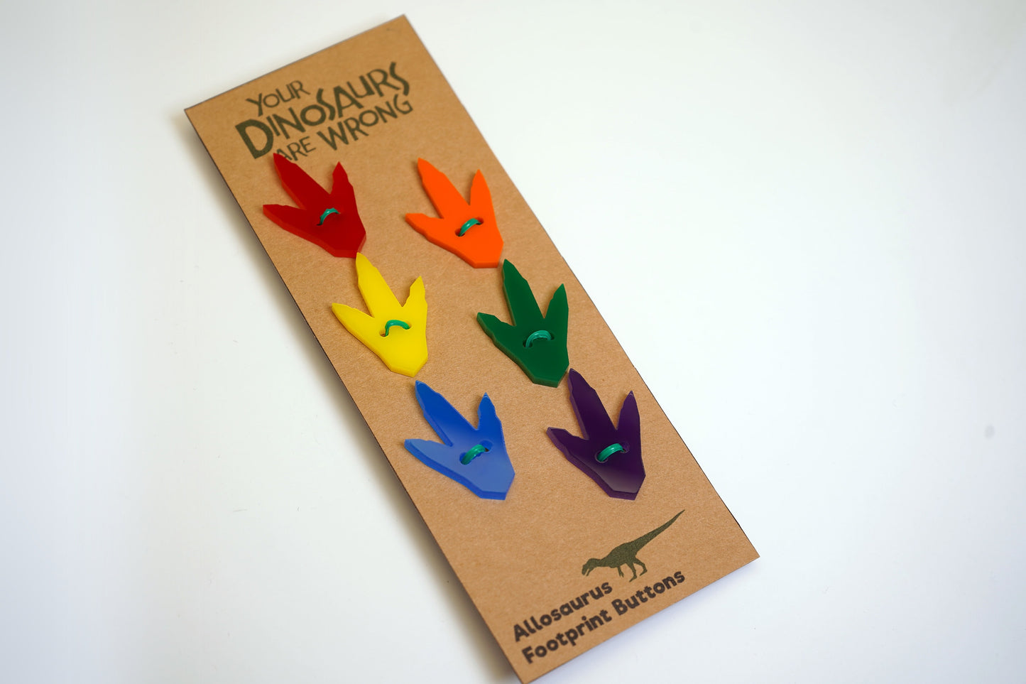 Acrylic Dinosaur Footprint Sew-On Decorative Buttons (6-pack)