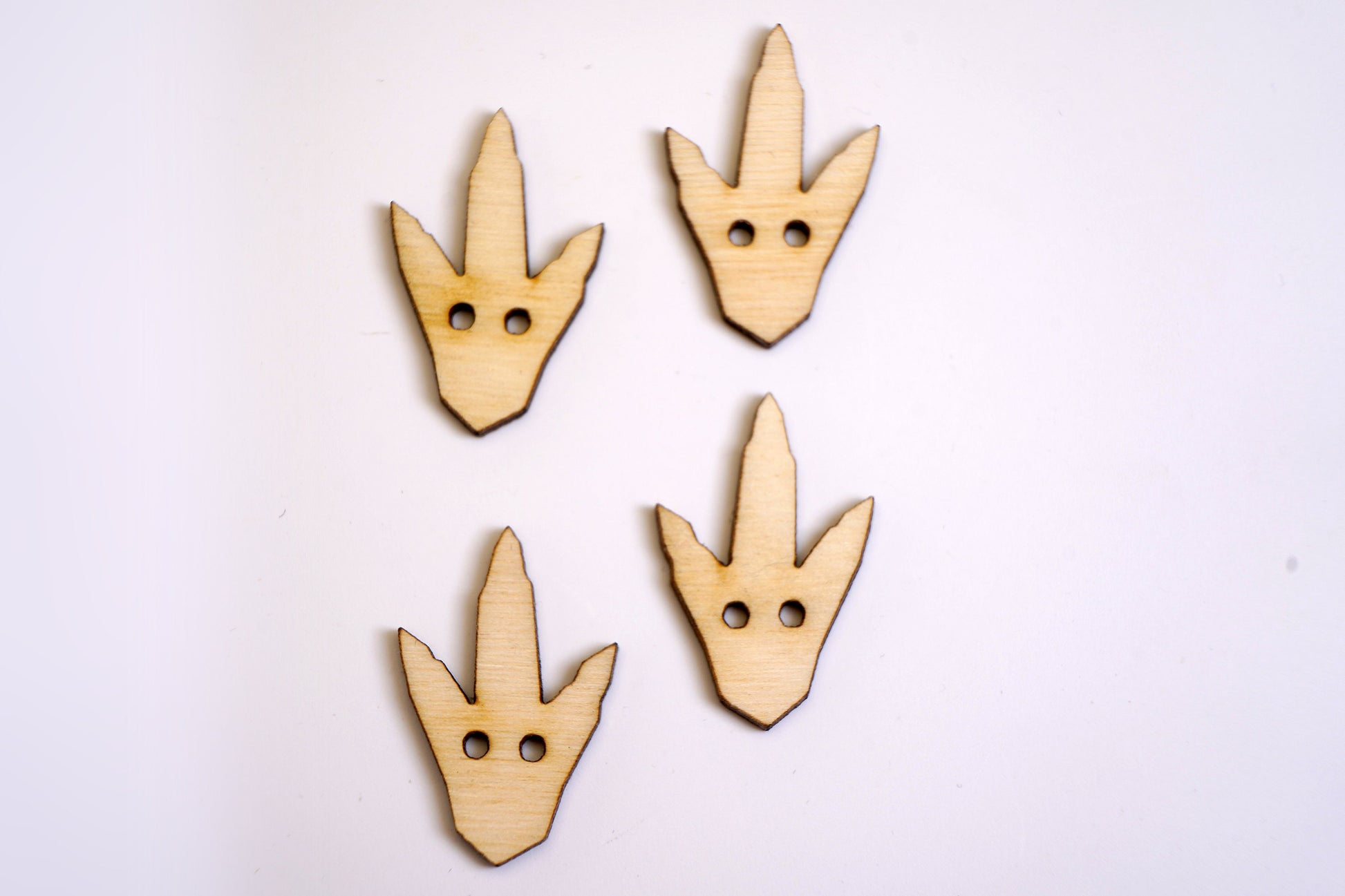 Wood Dinosaur Footprint Sew-On Decorative Buttons (10-pack)