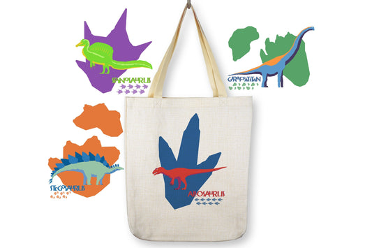 Dinosaurs & Footprints Tote Bags (Pick Your Dino!)