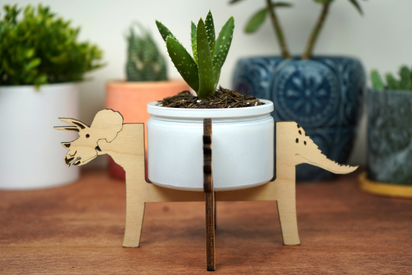 Triceratops Dinosaur Mini Plant Stand