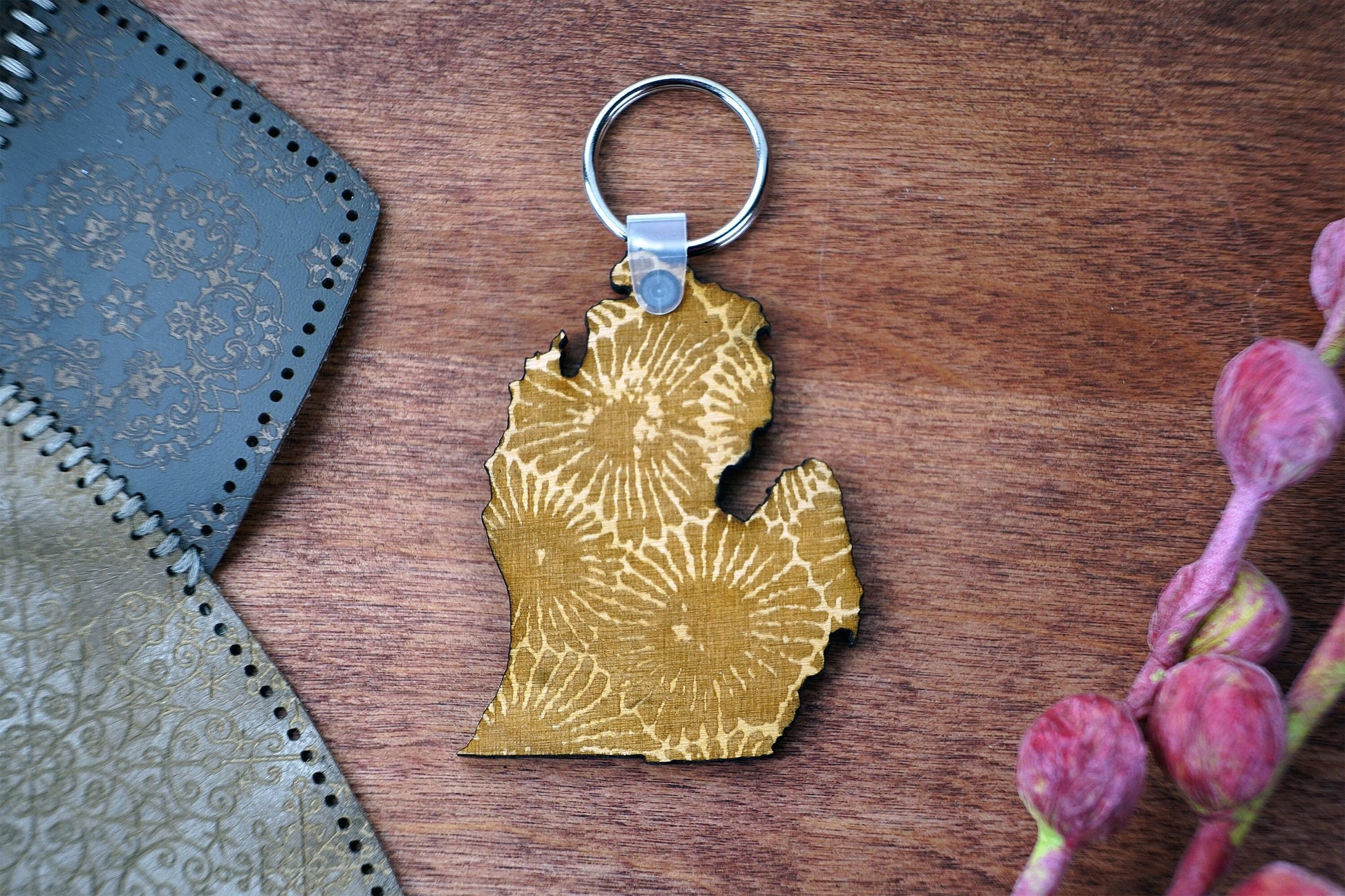 Michigan Petoskey Stone Keychain