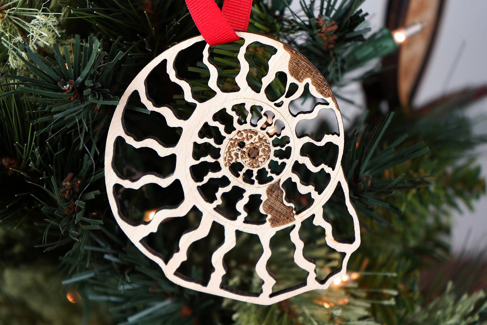 Wood Ammonite Crossection Ornament