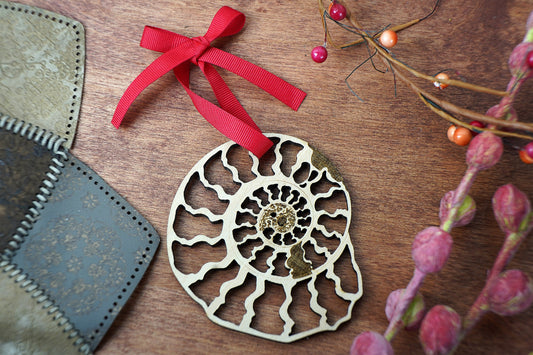 Wood Ammonite Crossection Ornament