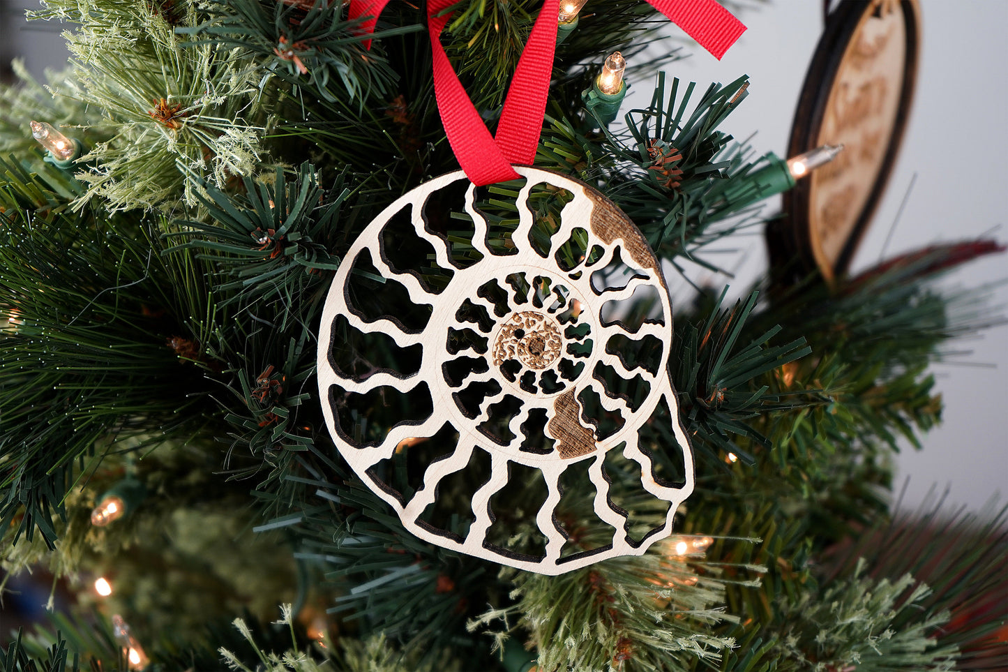 Wood Ammonite Crossection Ornament