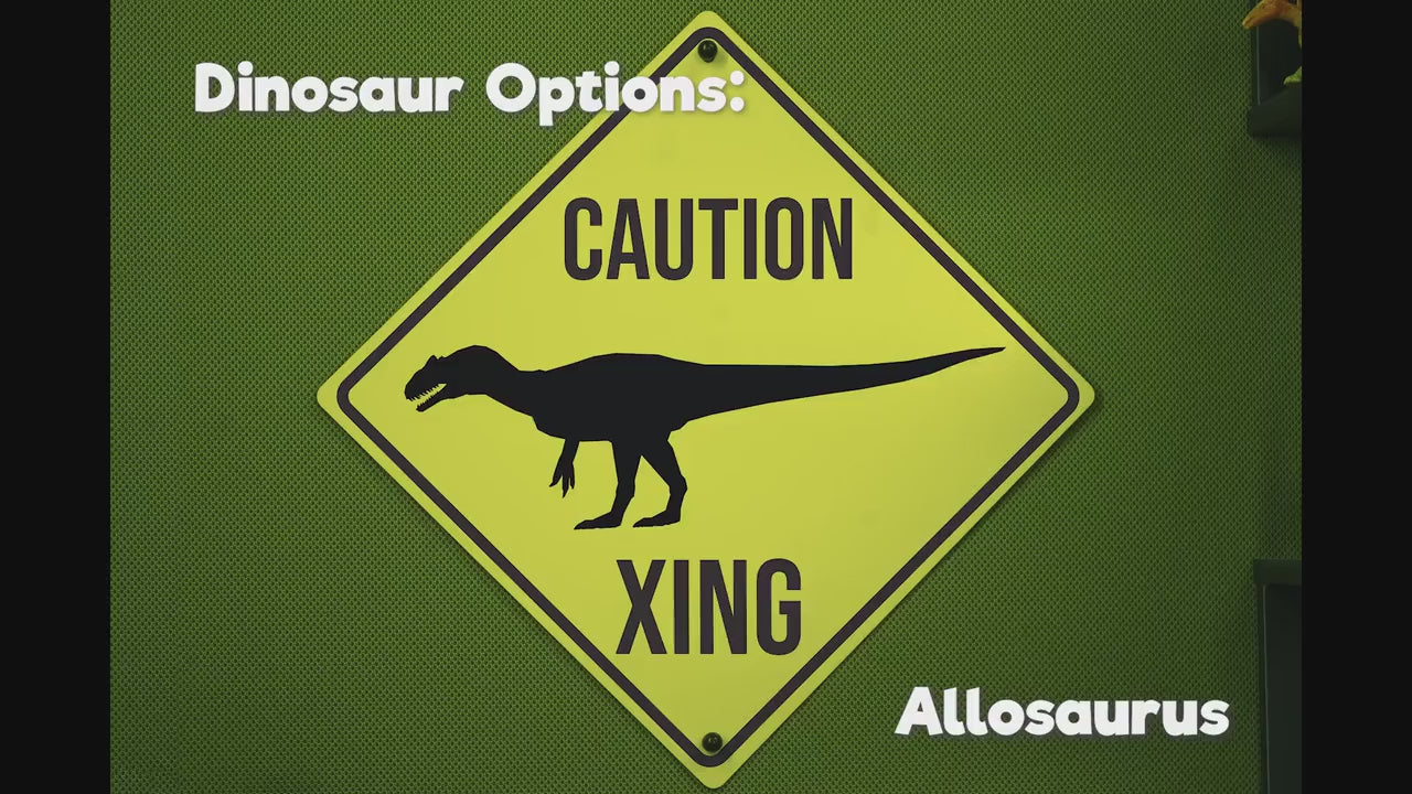 Mini Dinosaur Crossing Caution Sign (Pick Your Dino!)