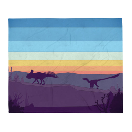 Fighting Dinosaur Scene Throw Blanket